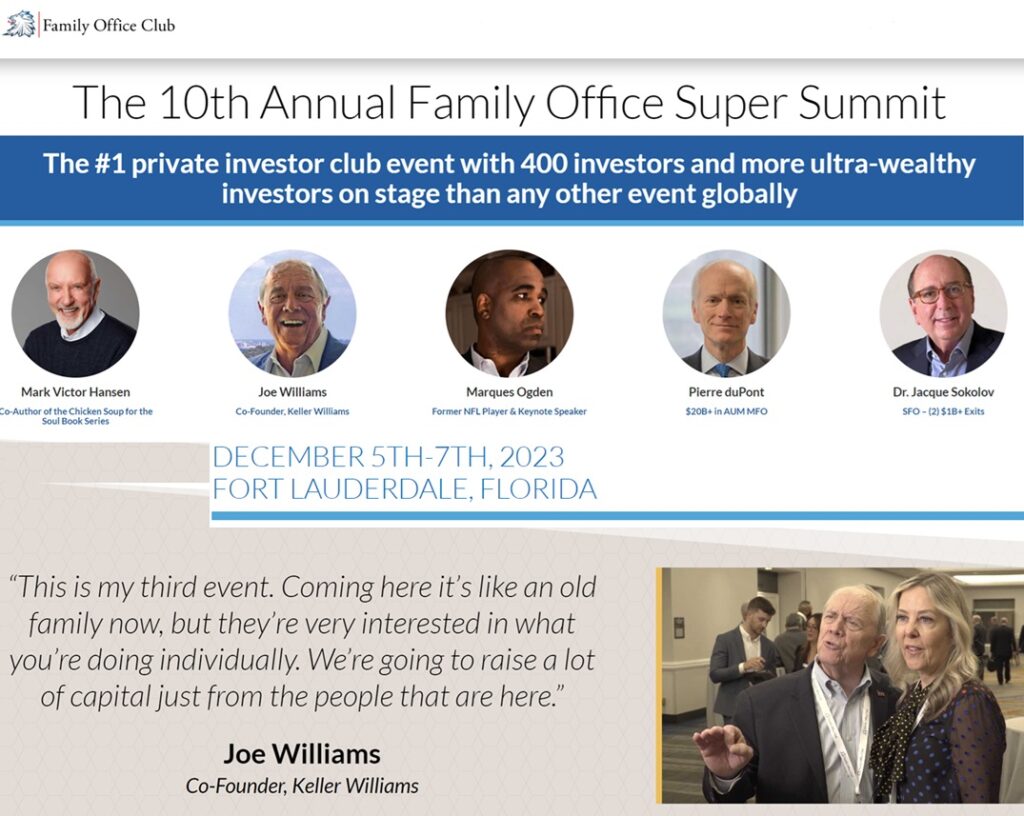 10th Annual Family Office Super Summit in Fort Lauderdale, FL - Dec 2023